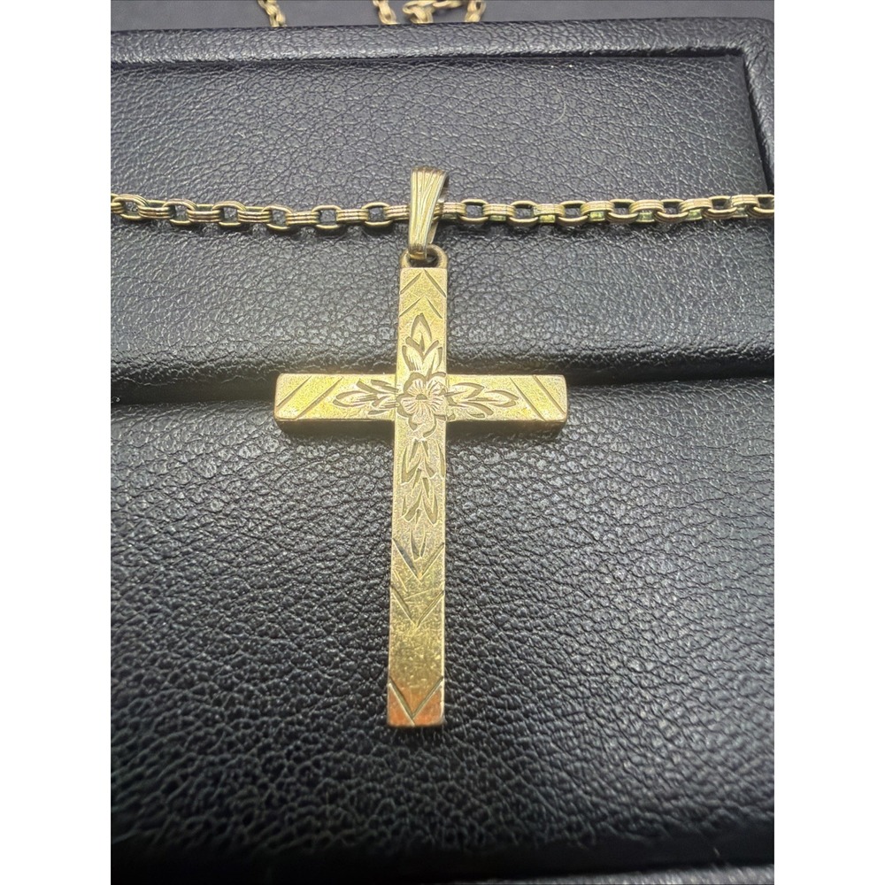 Vintage Gold Filled 18" Cross Pendant Necklace 5.8 Grams J7